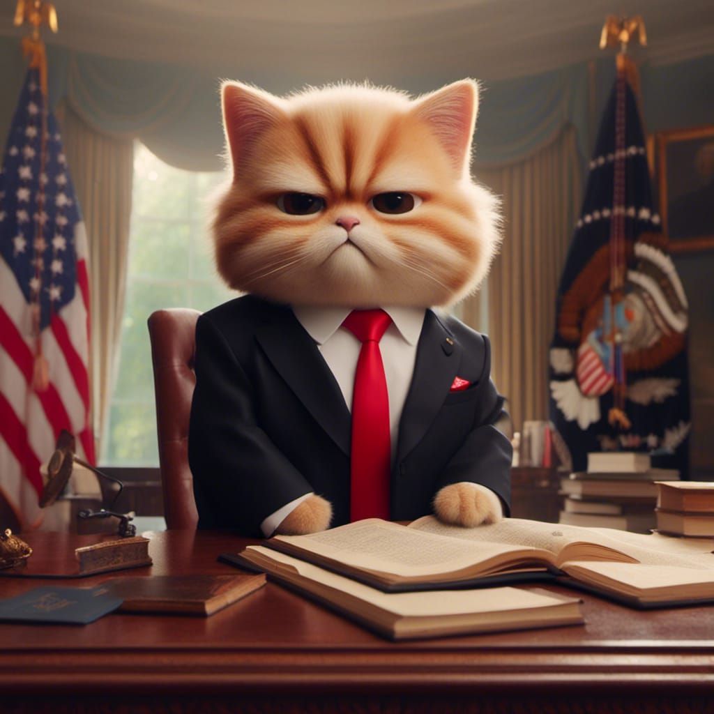 Humorous Portrait: President as a Cute Kitten