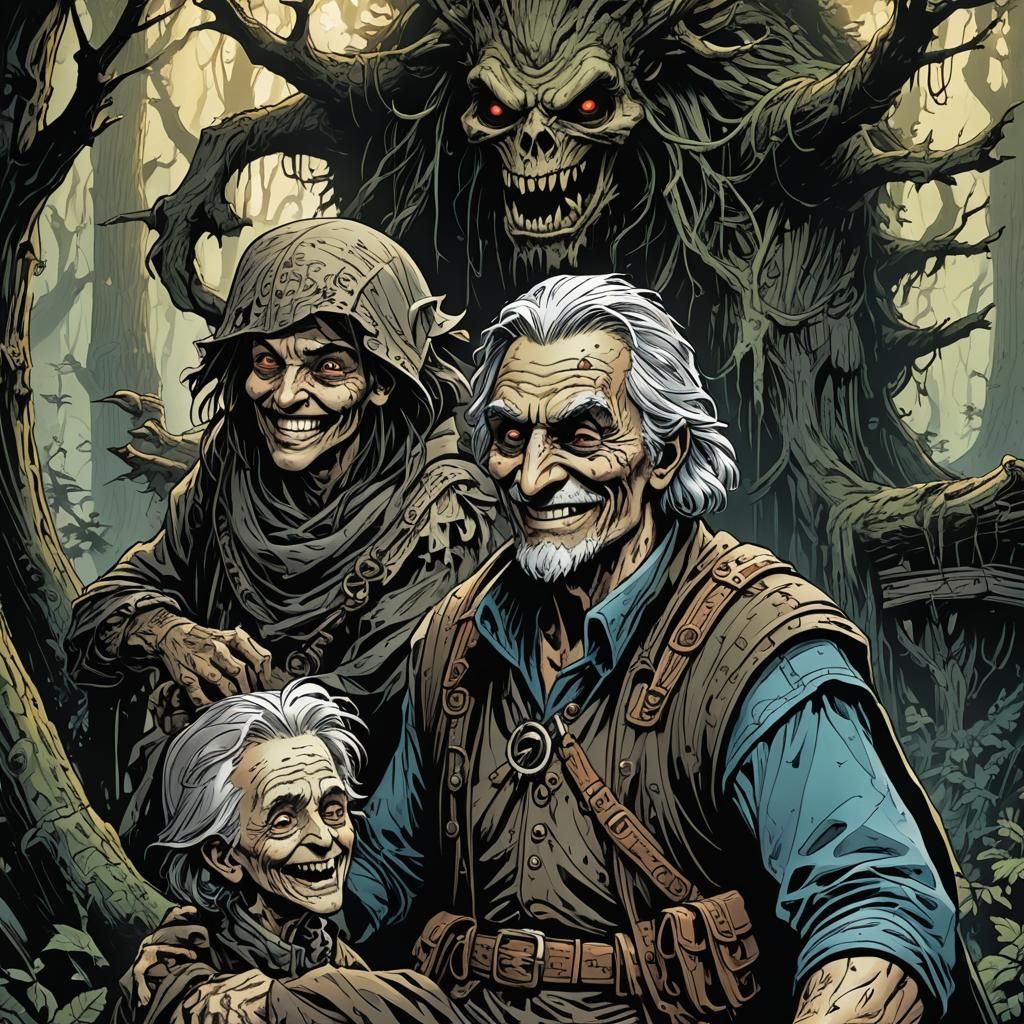 Baba Yaga and Grandson: Comic Book Art