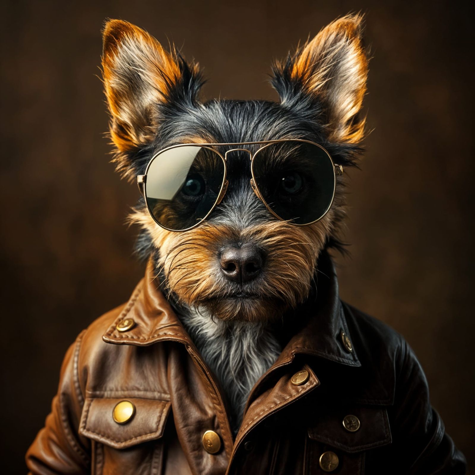 Vintage Yorkshire Terrier in Aviator Sunglasses