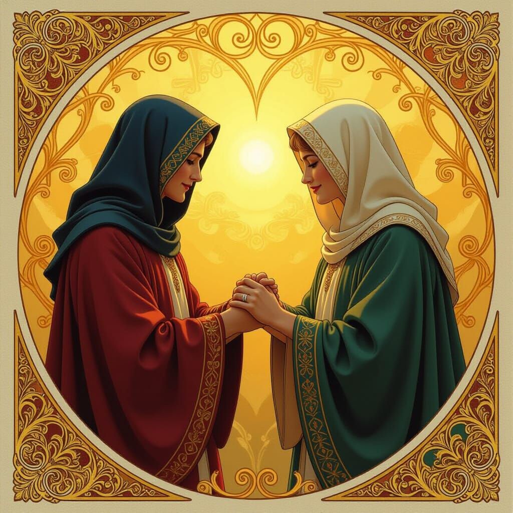 Figures United in Light, in Fantasy Art Style