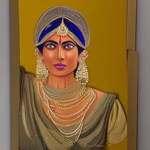 Metallic Paper Quilling of Indian Woman in Sari