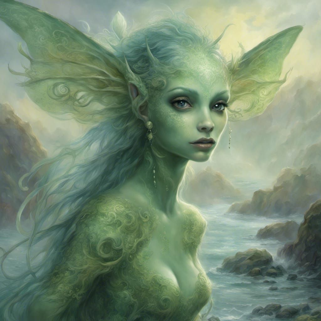 Ethereal Costal Fae Creature in Hyperdetailed Fantasy