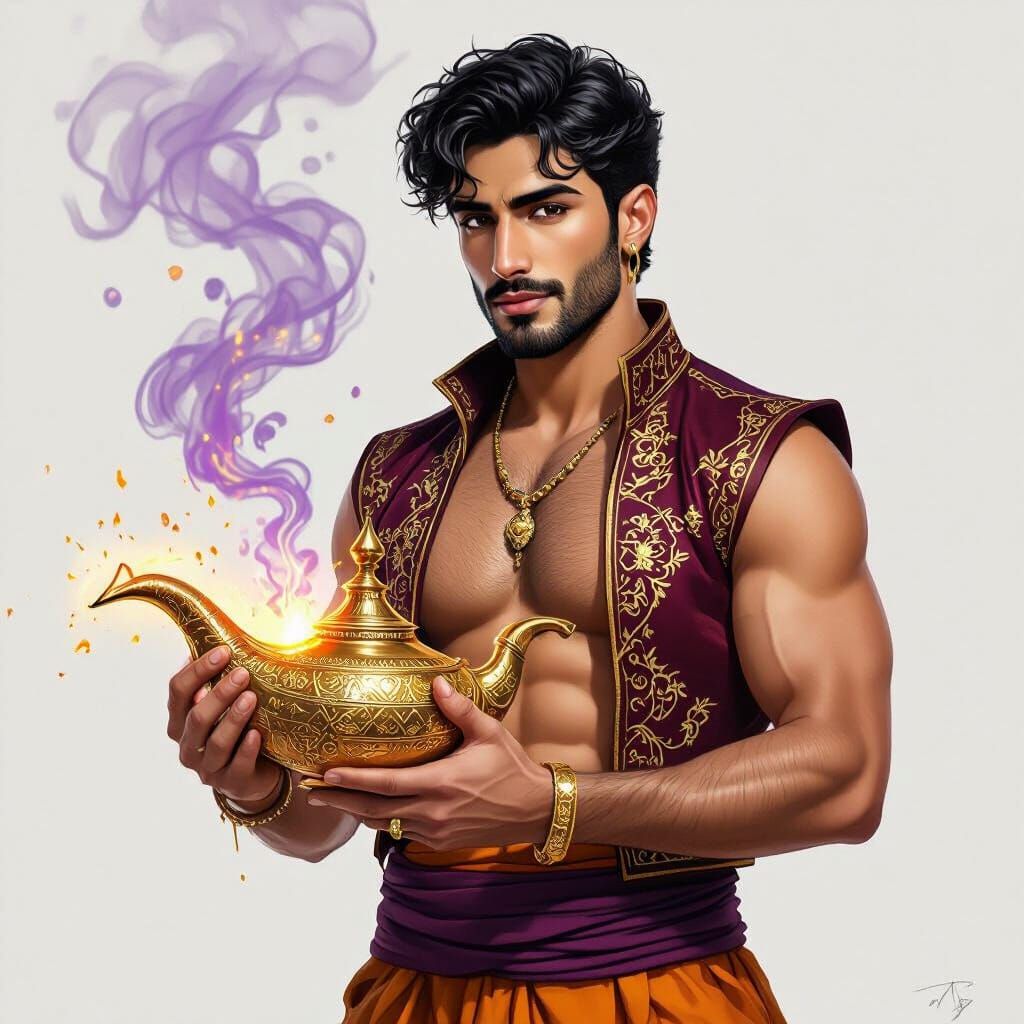 HOLDING THE MAGIC LAMP ①