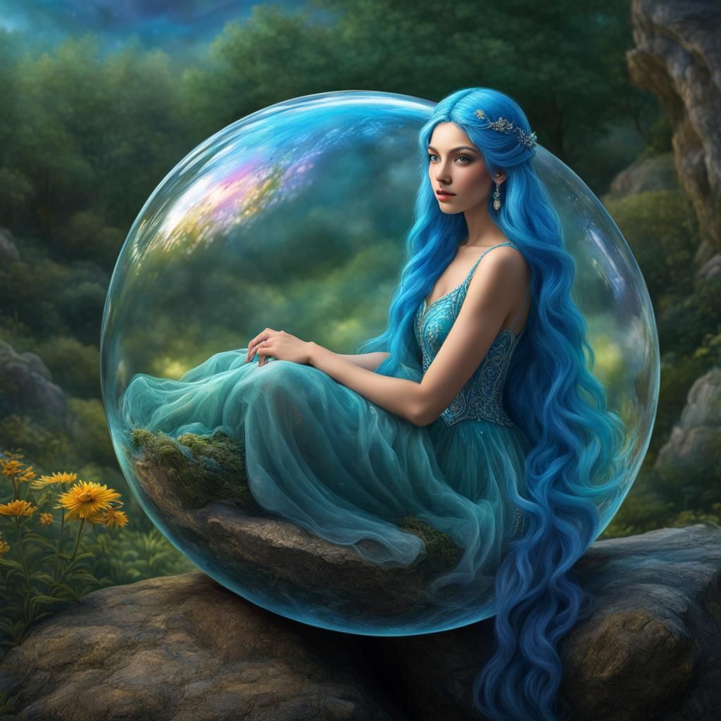 Fairy Trapped in Orb: Photorealistic Pastel Fantasy