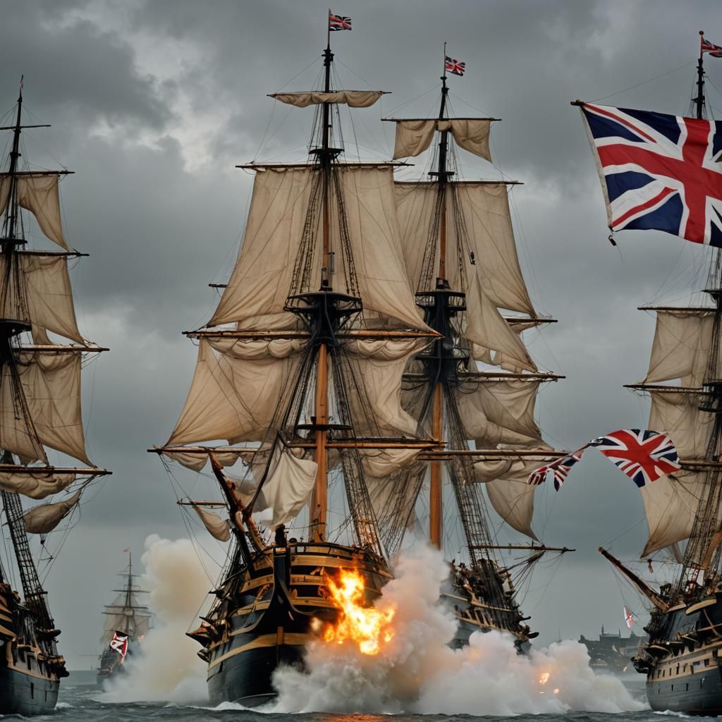 HMS Victory in Battle of Trafalgar: Sharp Focus Portrait