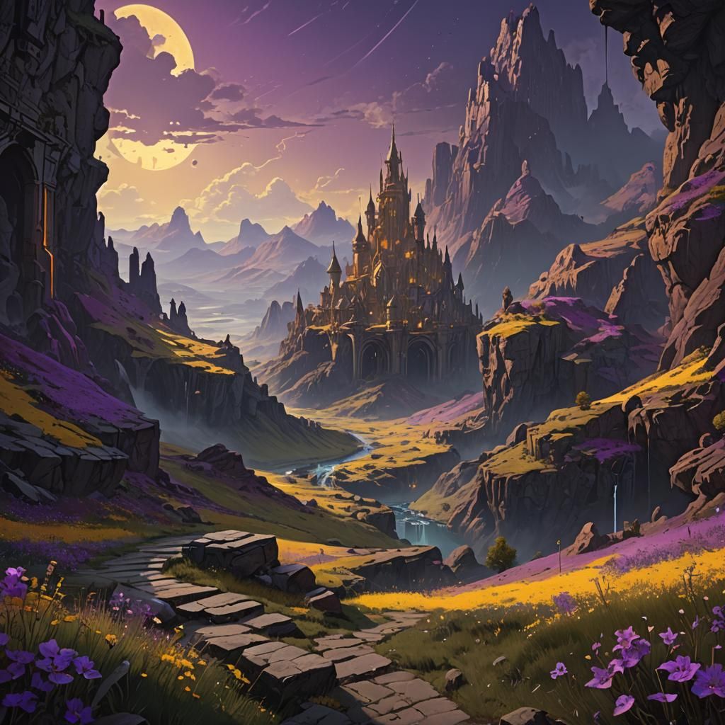 Dark Fantasy Landscape with Melancholy Light