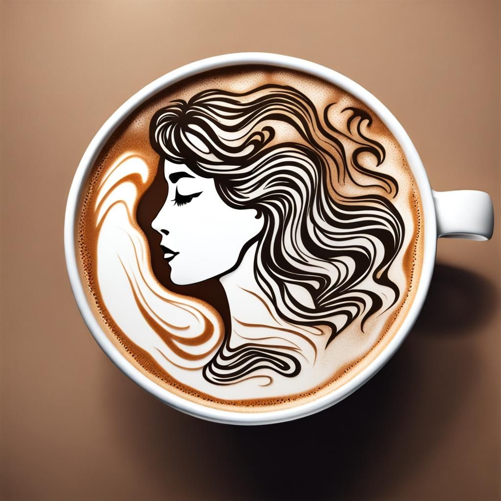 Cappuccino Art: Silhouette Woman in Coffee Foam