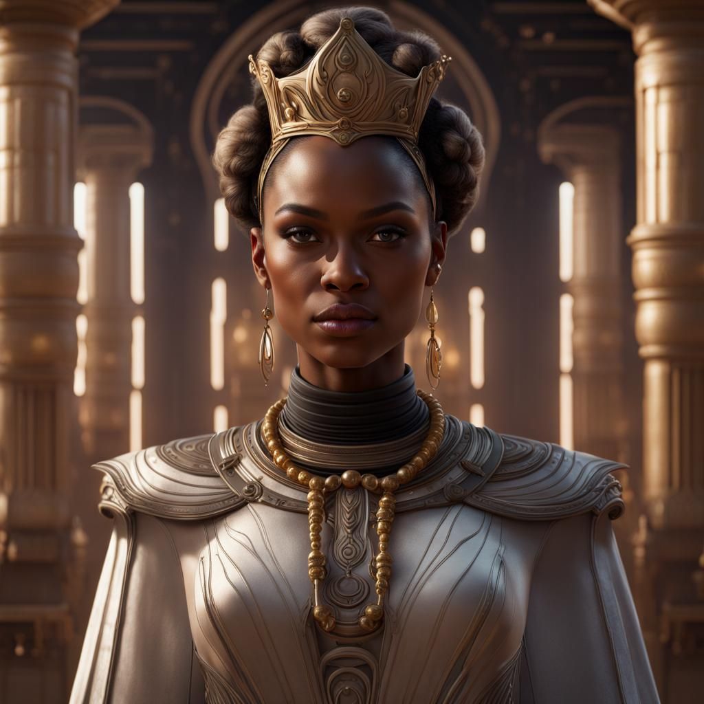 Queen Amidala as Beautiful Black Woman, Detailed Matte Paint...