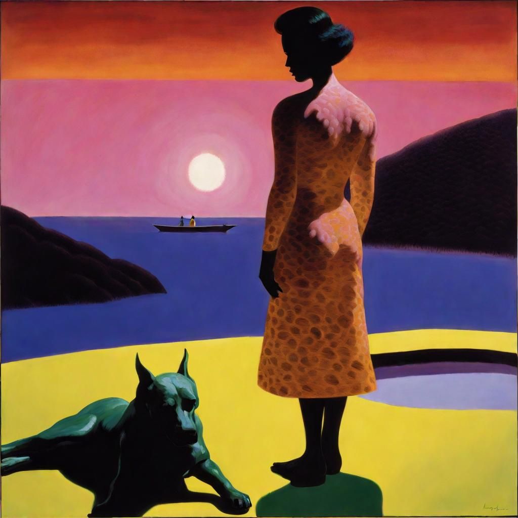 Lovers Embrace at Sunset: A Digital Painting