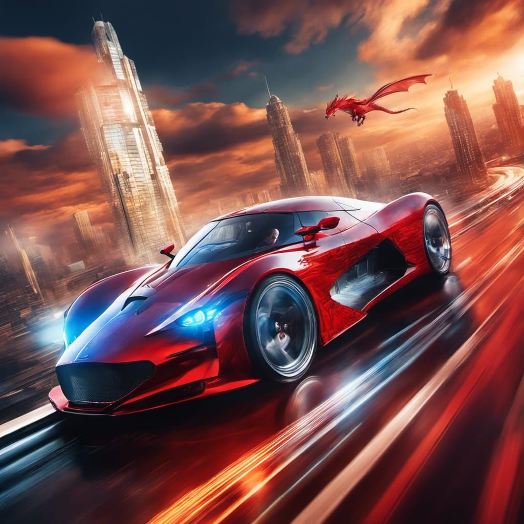 Red Dragon Races to Cyberpunk City in the Sky