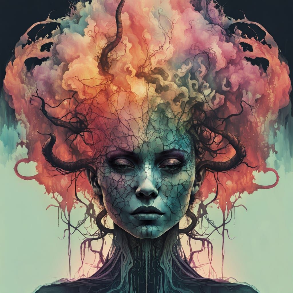 Medusa Silhouette in Mystical Ink