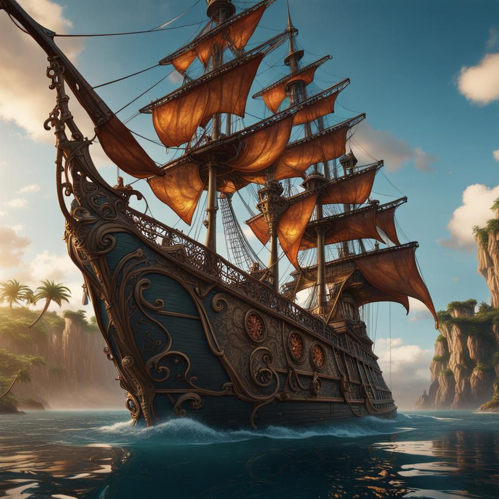 Art Nouveau Pirate Ship Concept Art