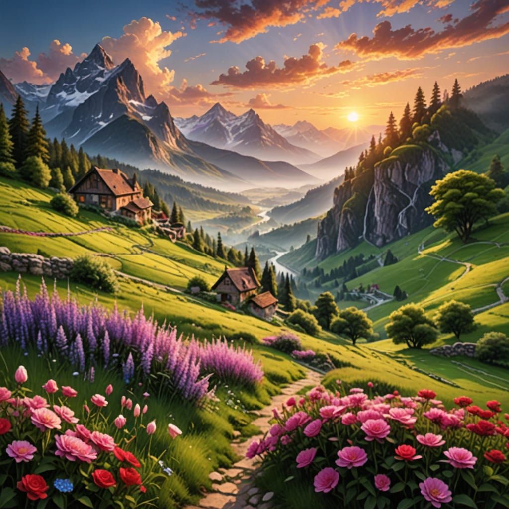 Whimsical Countryside Scene