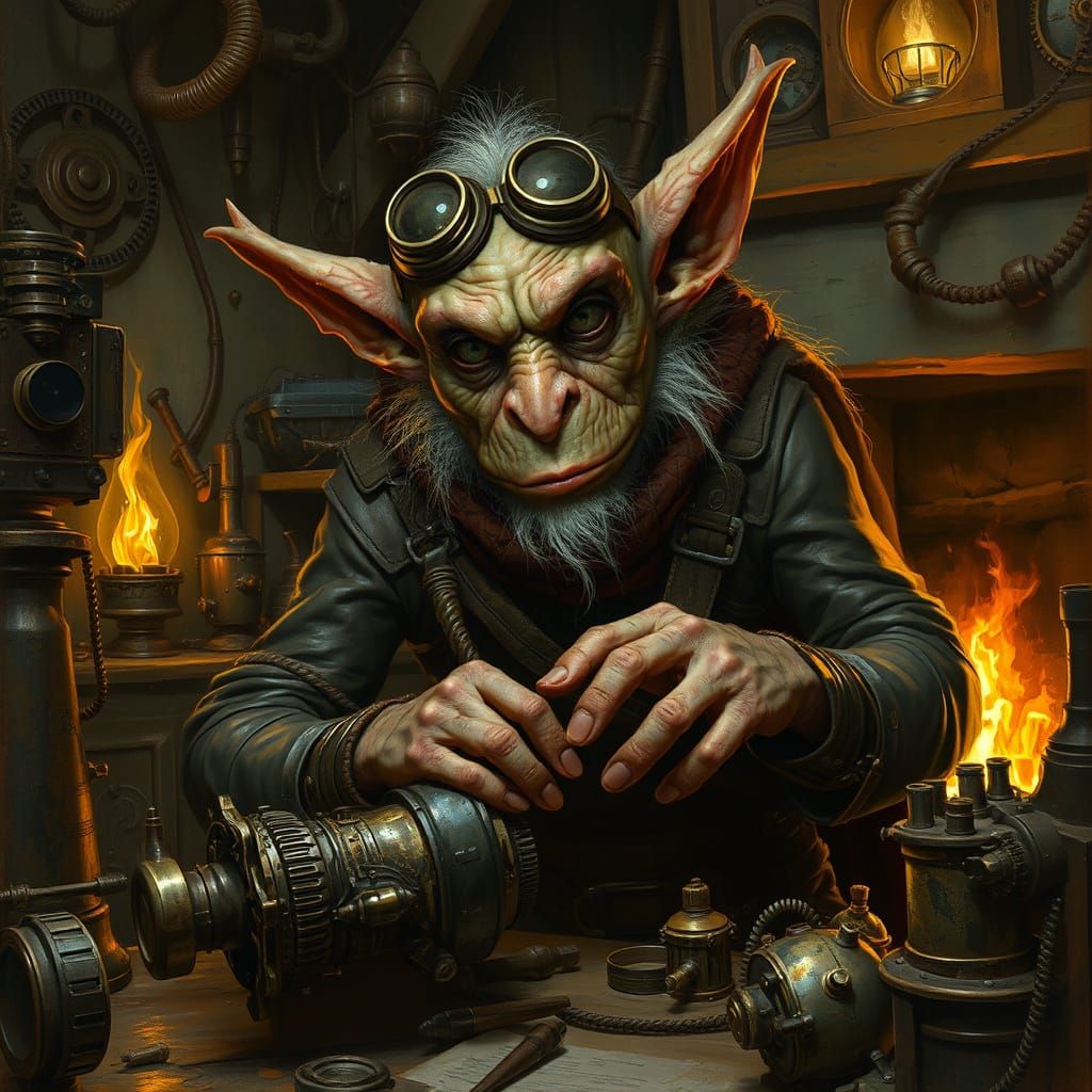 Goblin Artificer in Mysterious Workshop