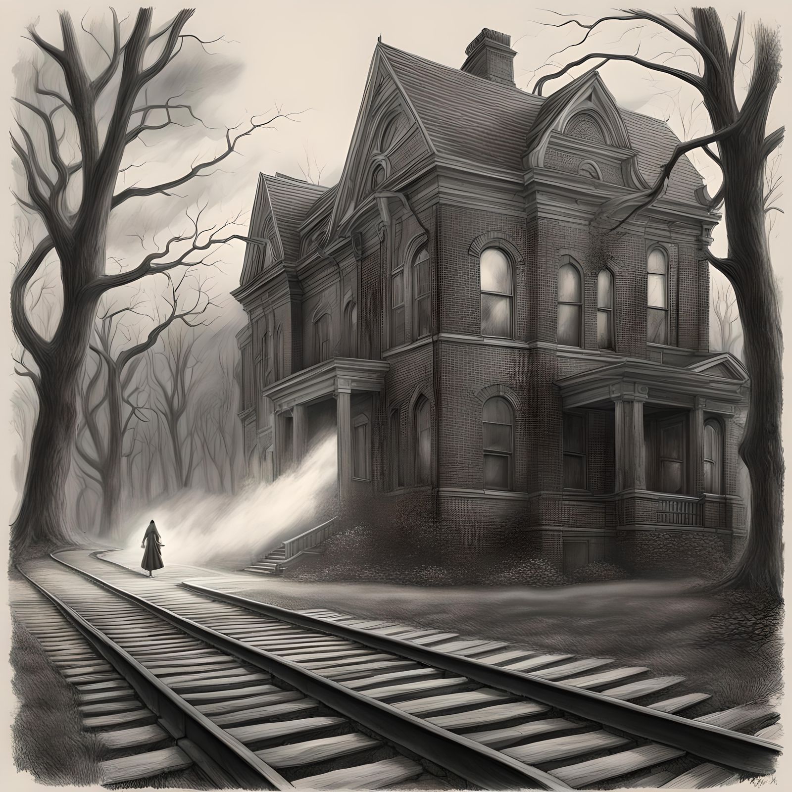 Ghost of Hazel: Spooky Pencil Drawing in Black and White