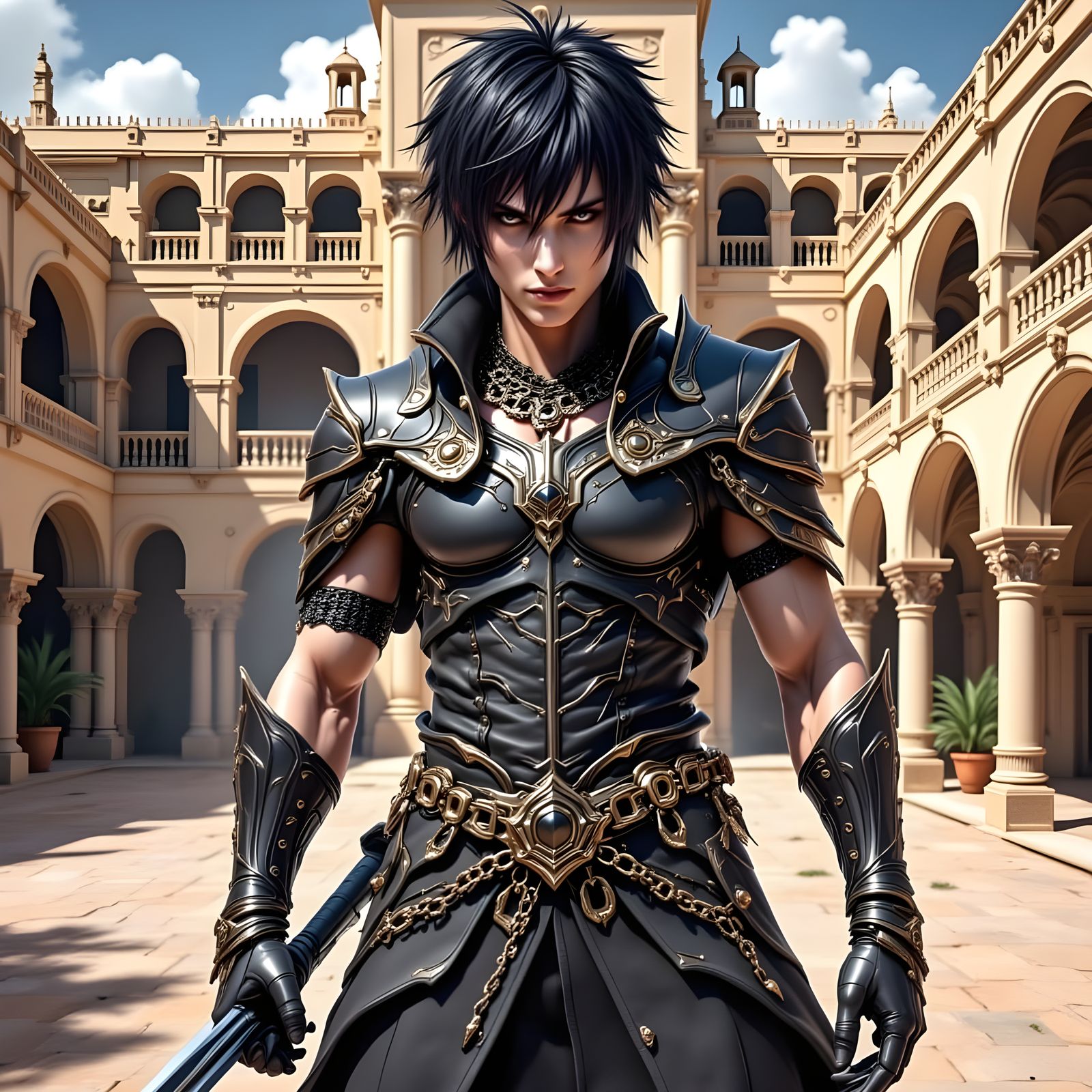 Armored Desert Knight in Heroic Pose