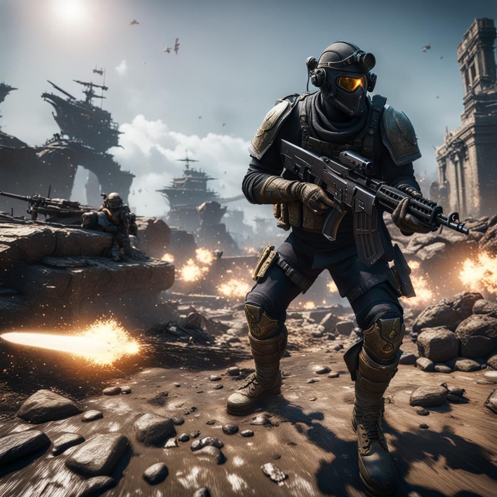 Epic Warfare Scene in 3D Game Cinematic Style