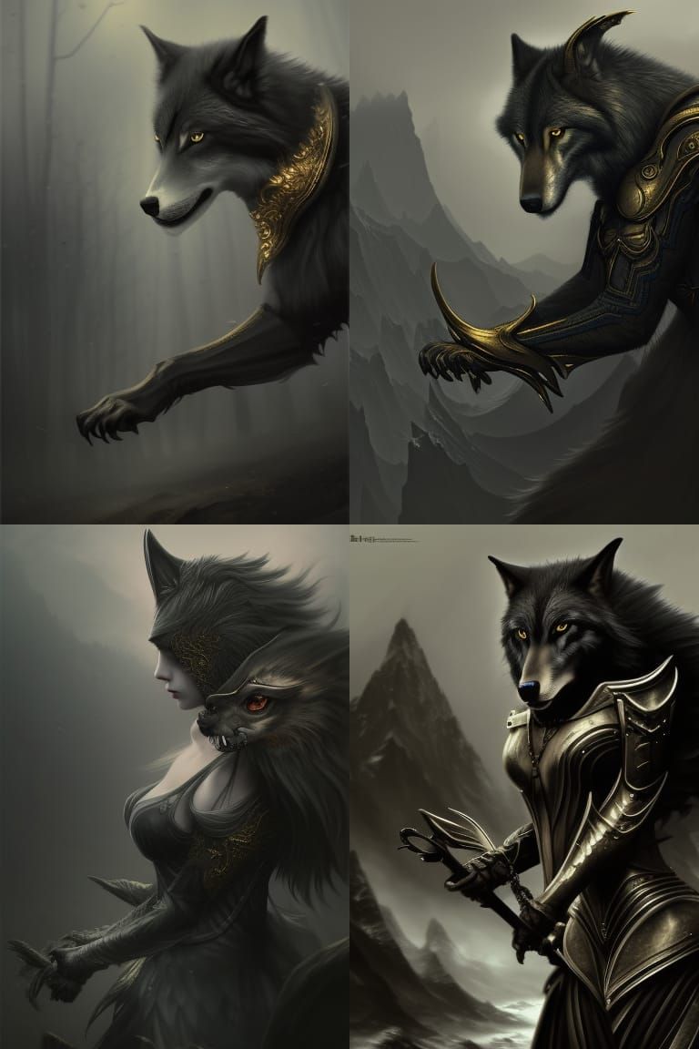 Dark Fantasy Wolf Girl Portrait in 8K