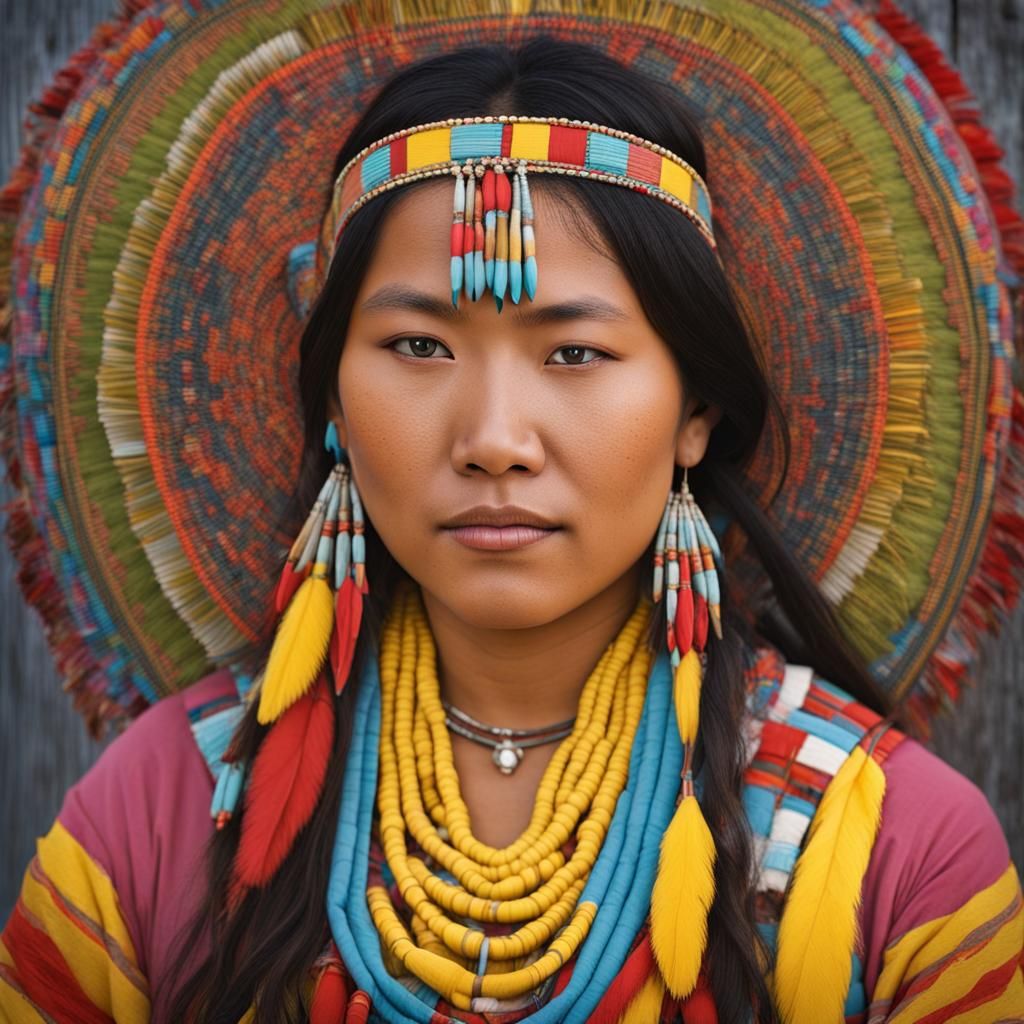 Colorful Portrait of a Pokagon Potawatomi Woman