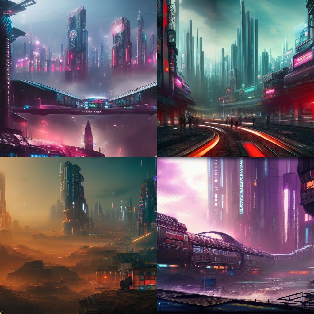 Cyberpunk Bullet Train of the Future