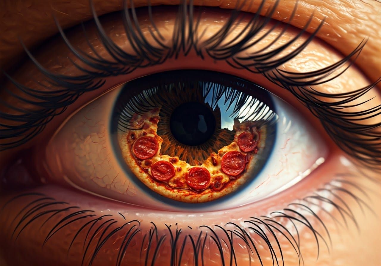 Pizza Moon Reflection: Surreal Digital Art