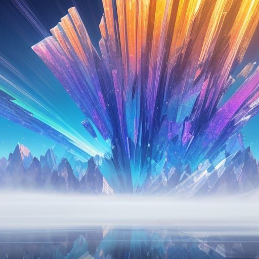 Prism Refracting Sunlight onto Serene Landscape