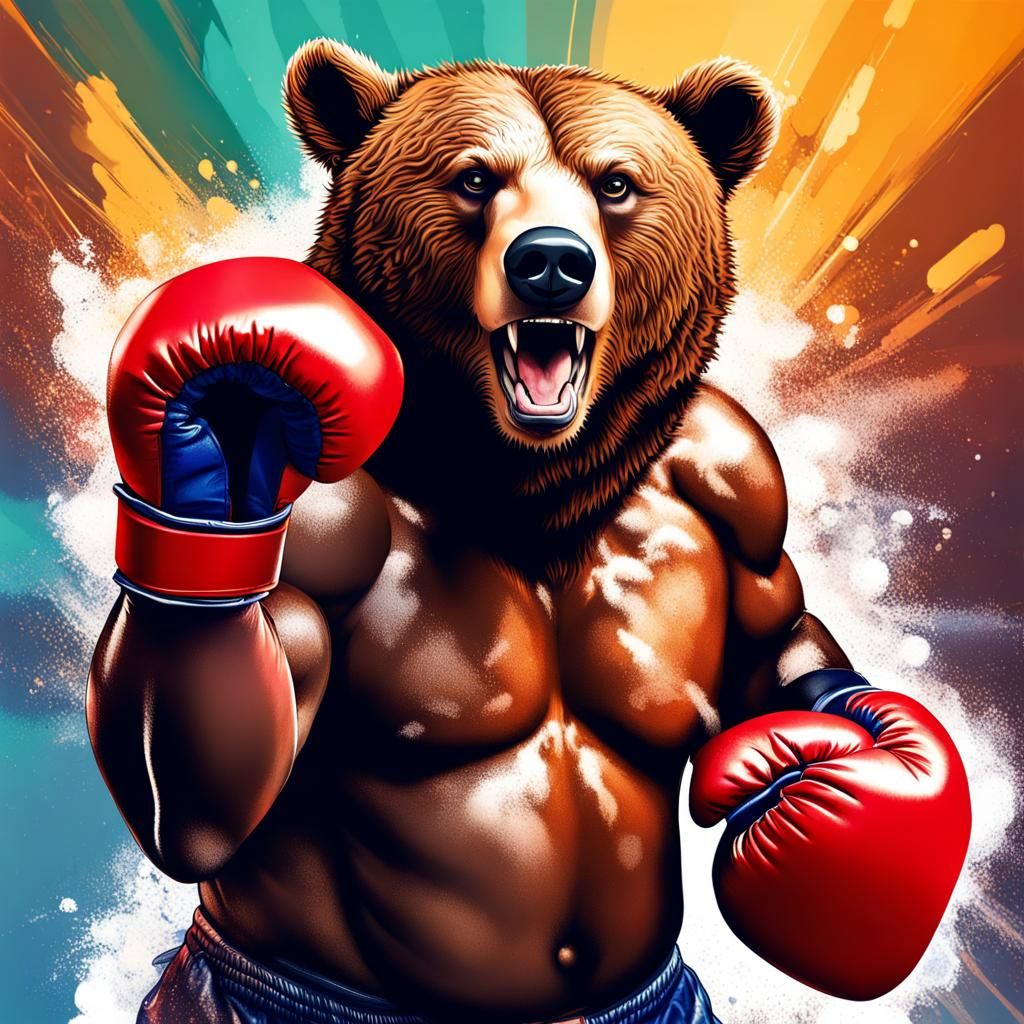 Hyperrealistic Boxing Bear Punches Viewer with Force