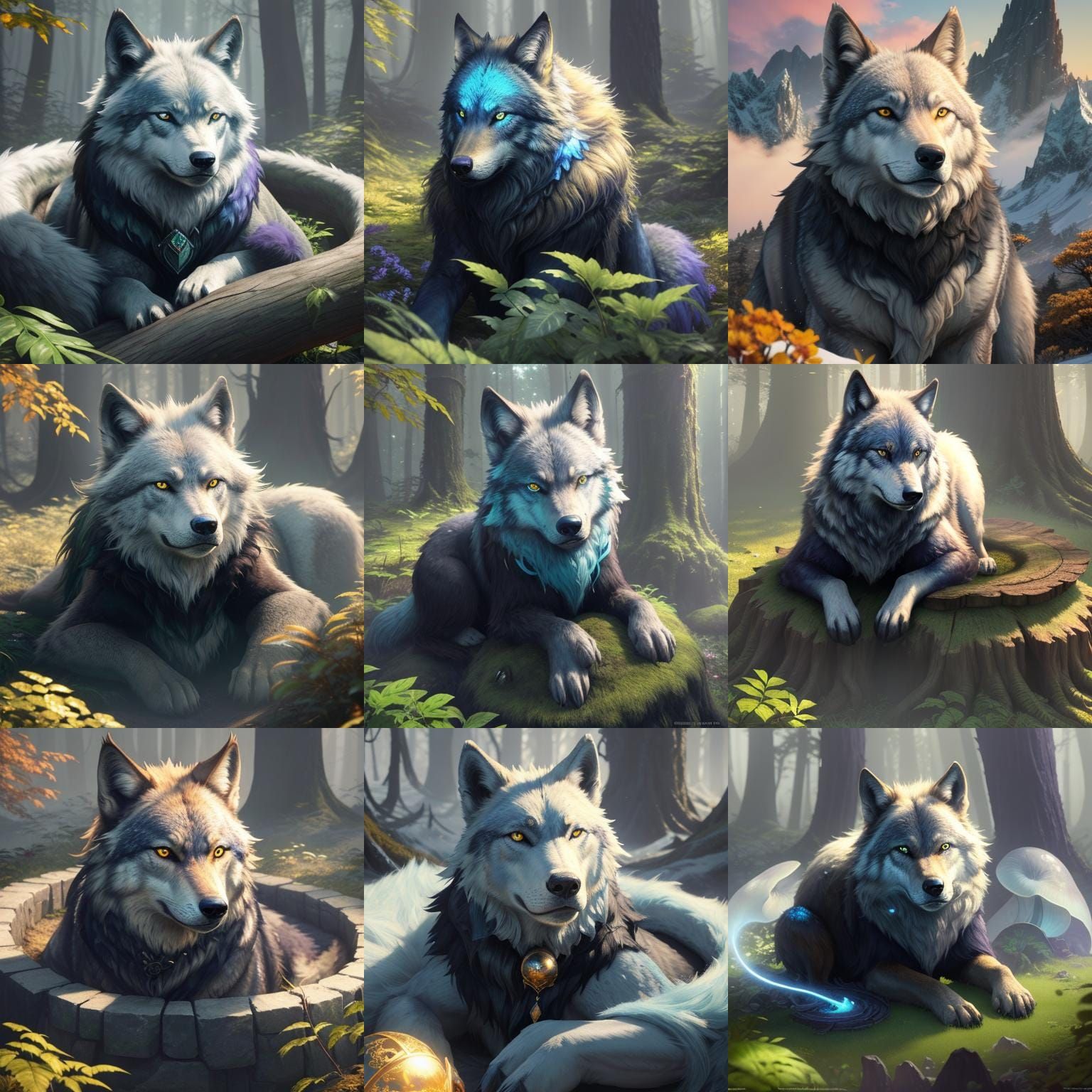 Fantastical Pet Wolf in Detailed Matte Painting