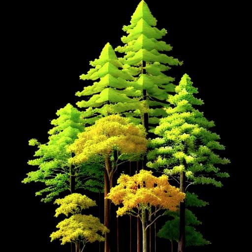 Eerie Sunset Forest with Light Shafts