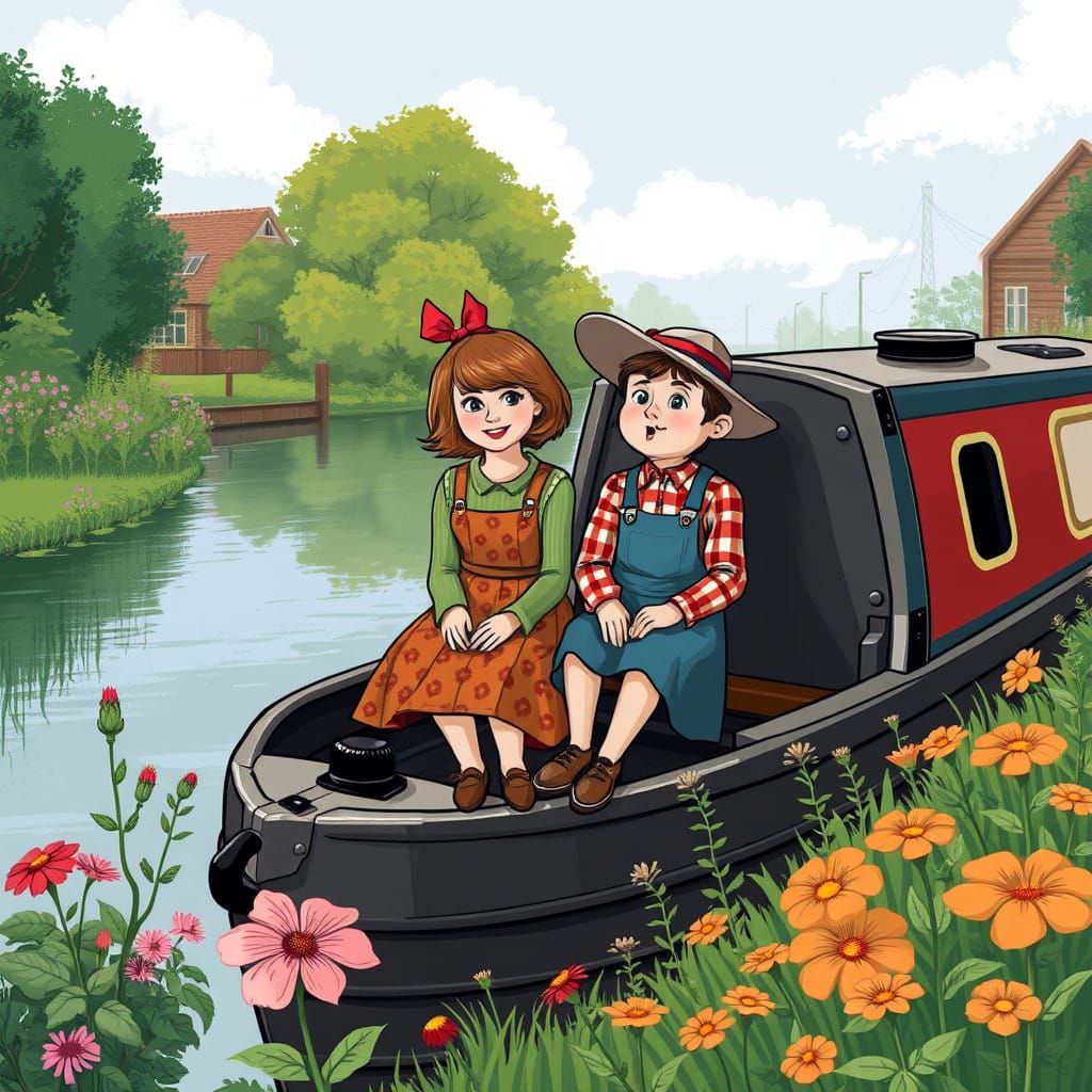 Rosie and Jim in Whimsical Waterway Scene