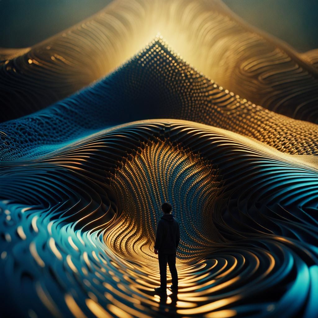 Fractal Figure on a Wave in Cinematic Style