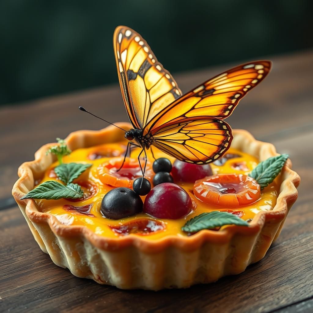 Butterfly Quiche: A Photorealistic Still Life
