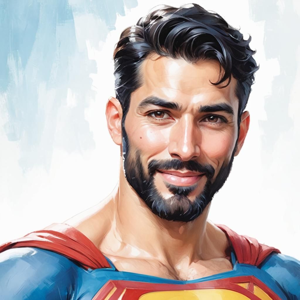 Divine Middle Eastern Superman as Impressionist Portrait
