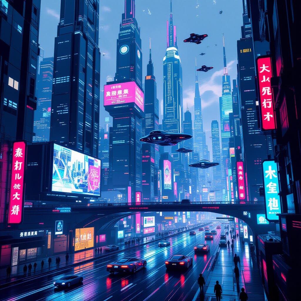 Cyberpunk Metropolis Inspired by Syd Mead