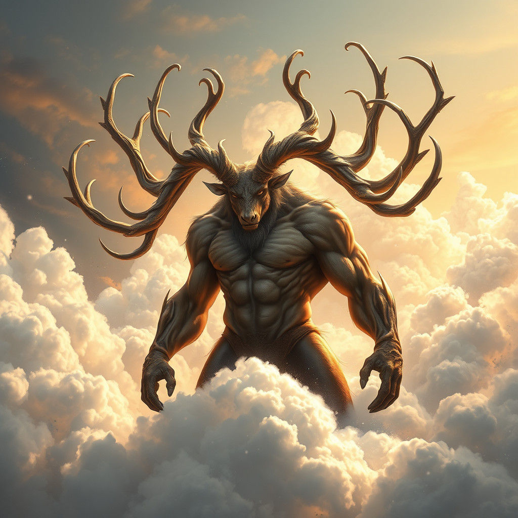 Majestic Horned Entity Emerges from Clouds