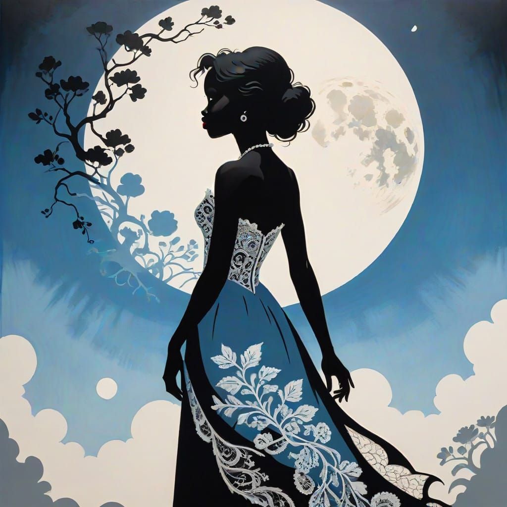Ethereal Paper Cut Silhouette in Elegant Evening Gown