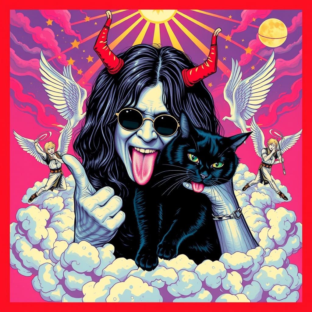 Ozzy Osbourne and Cat in Pop Art Paradise