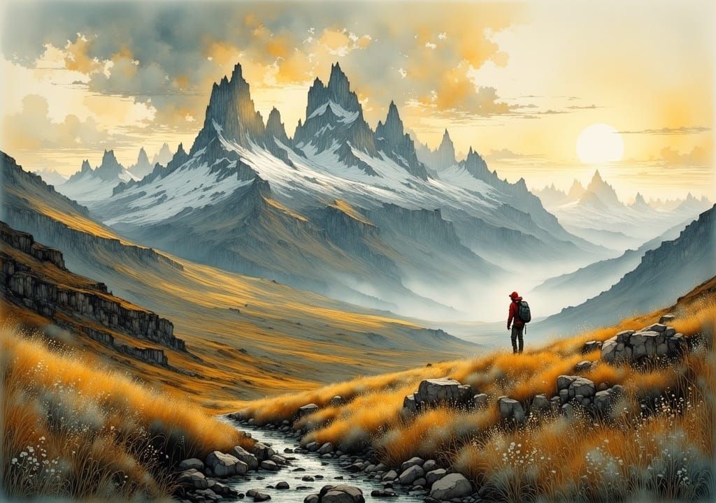 Breathtaking Patagonian Mountain Landscape at Dusk