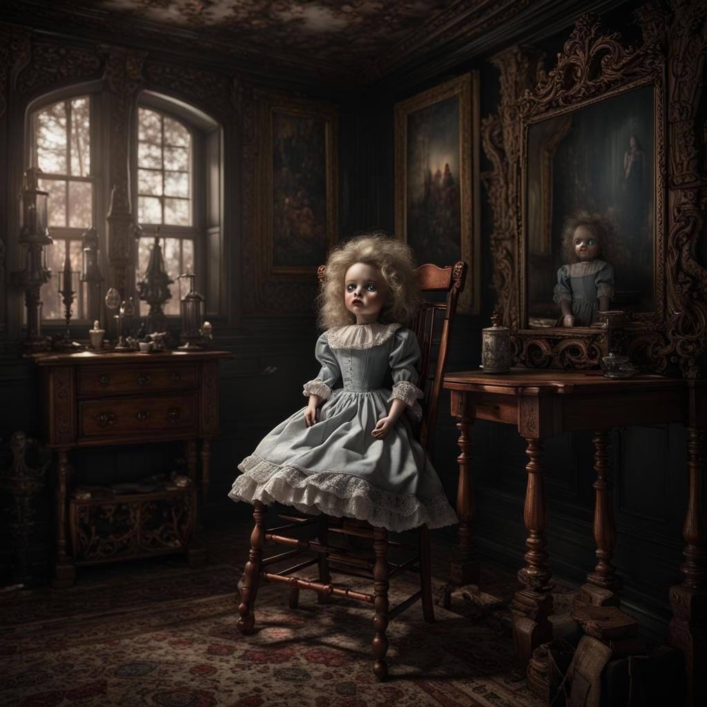 Sinister Porcelain Doll in Old House