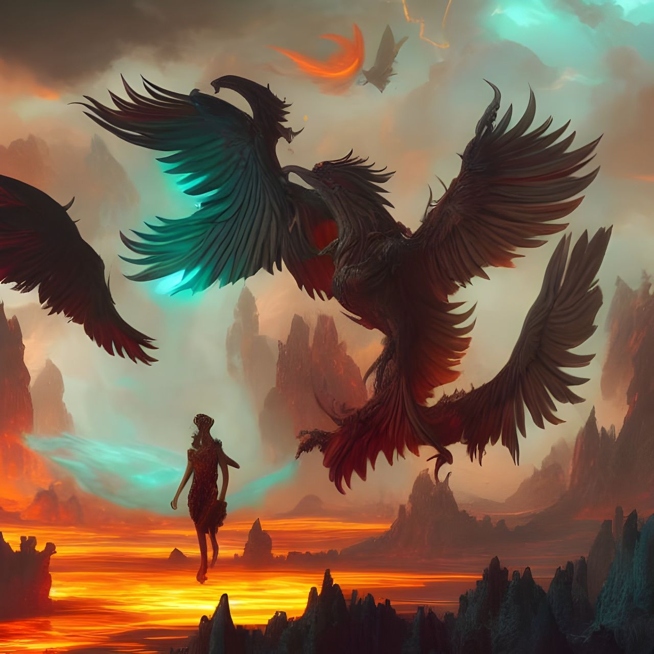 Psychedelic Phoenix Matte Painting in Unreal Engine