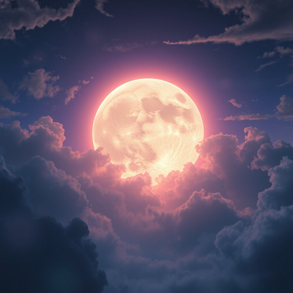 Ethereal Moon Over Dreamy Landscape, Digital Art