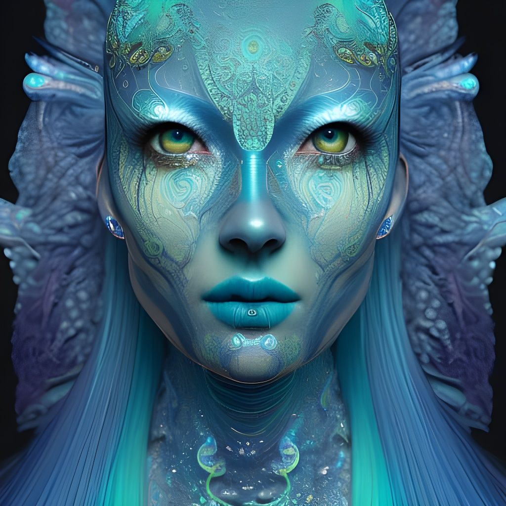 Translucent Na'vi Goddess in Bioluminescent Dress