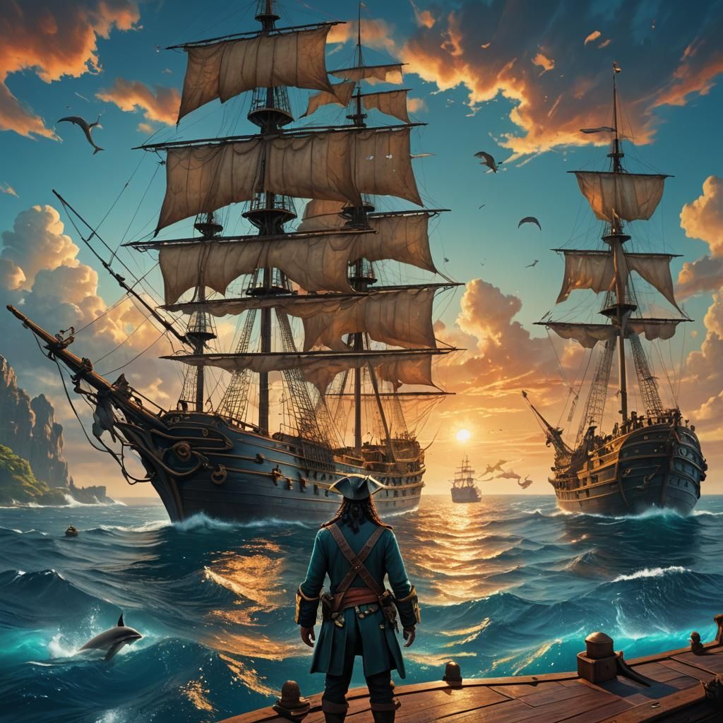 Pirate Gazing at Horizon: Fantasy Concept Art