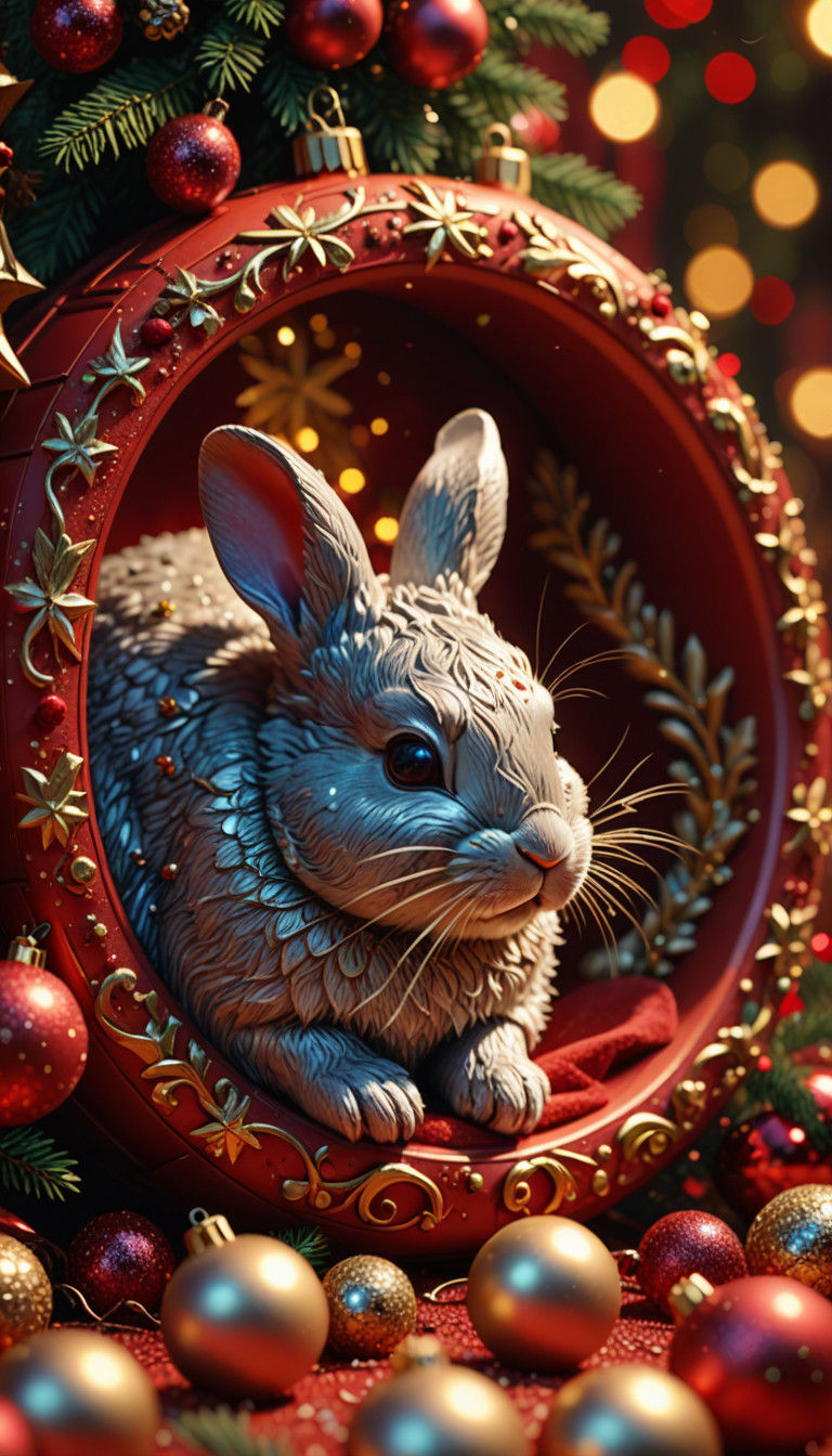 Surreal Christmas Wonderland Scene in Hyperrealistic Style