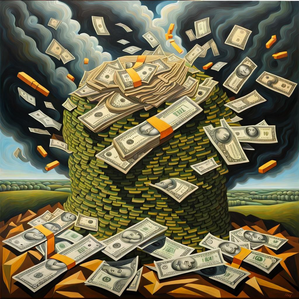 Money in Hypermodern Oil Painting Style