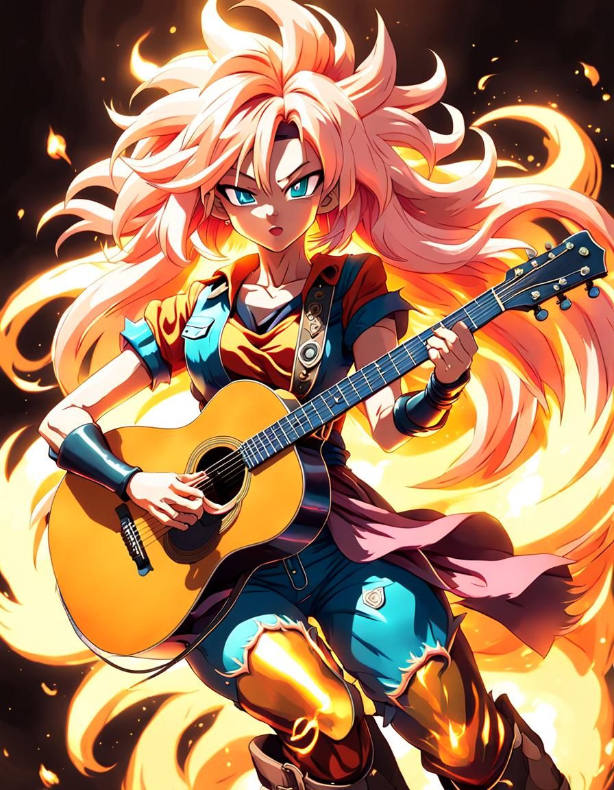 Anime Cowgirl Peach Swift Guitar in Dragon Ball Style