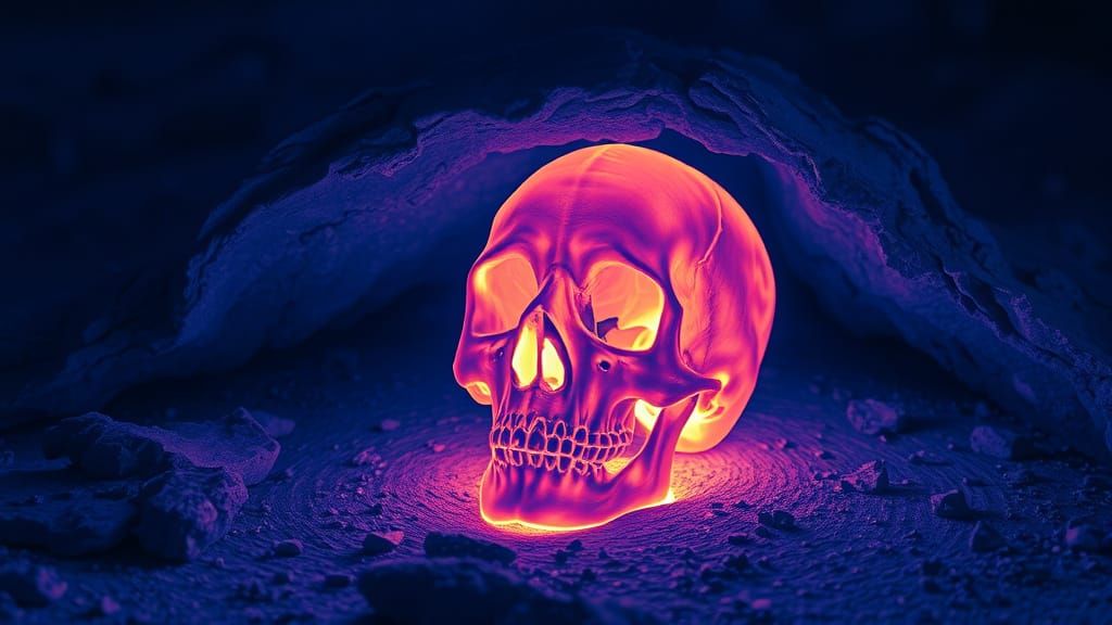 Infrared Cave Skull Landscape