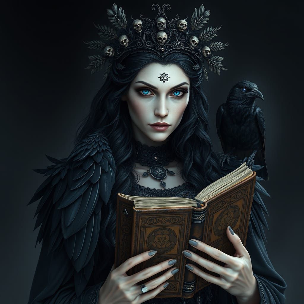Majestic Raven Queen Reigns with Dark Mystique