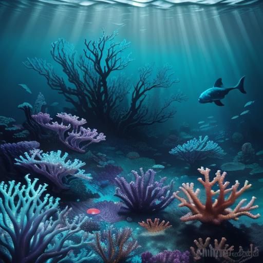 Sea Vampire in Coral Reef: Eerie Underwater Fantasy