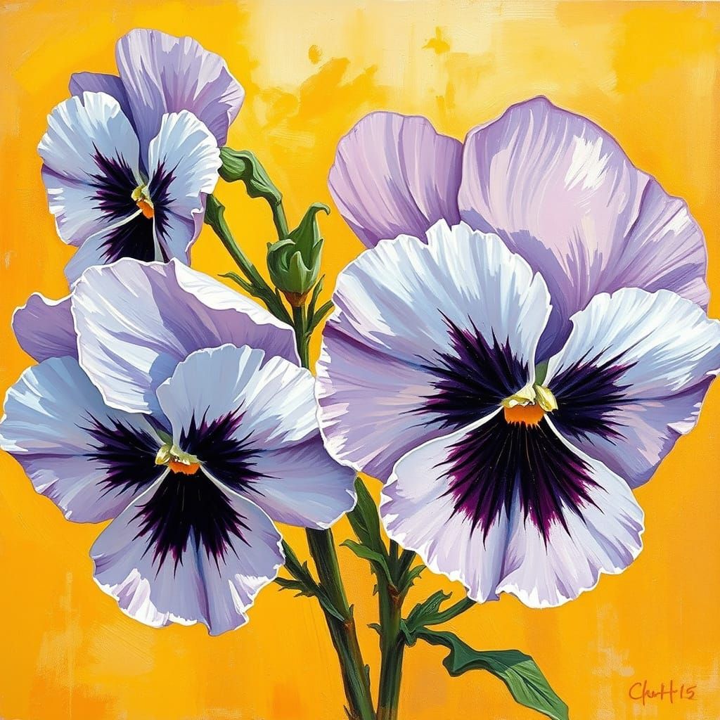 Delicate Pansies with Impressionist Flair
